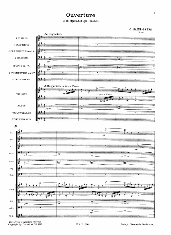 First page of Ouverture d'un opéra-comique inachevé