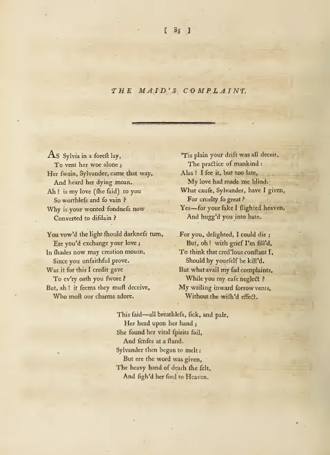 First page of The Maid's Complaint