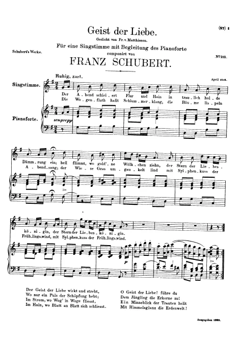 First page of Geist der Liebe, D.414
