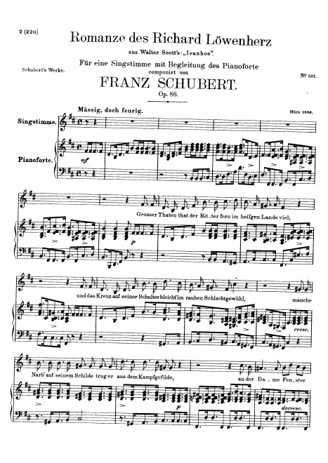 First page of Romanze des Richard Löwenherz