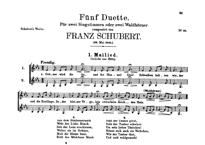 First page of Mailied (Grüner wird die Au)