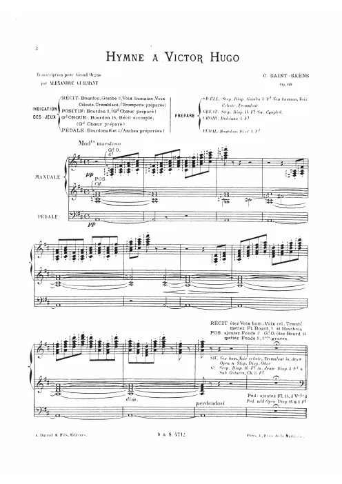 First page of Hymne à Victor Hugo