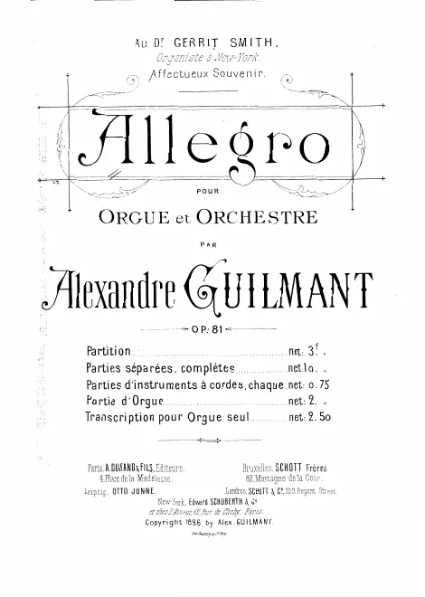 First page of Allegro for organ and orchestra