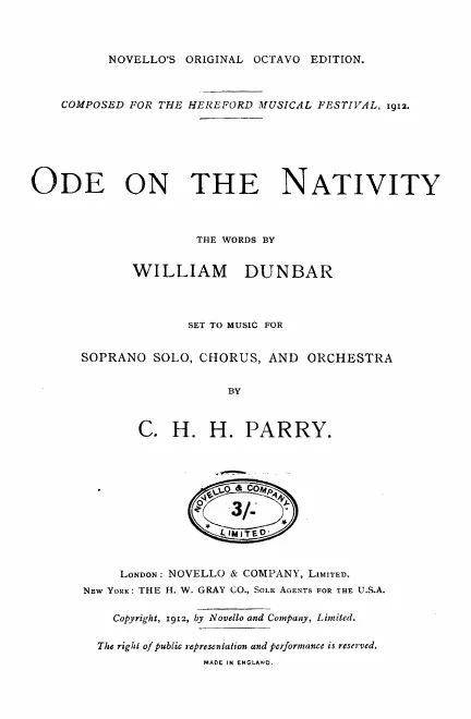 First page of Ode on the Nativity