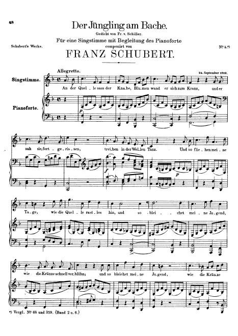 First page of Der Jüngling am Bache