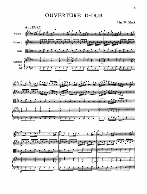 First page of Overture in D Major