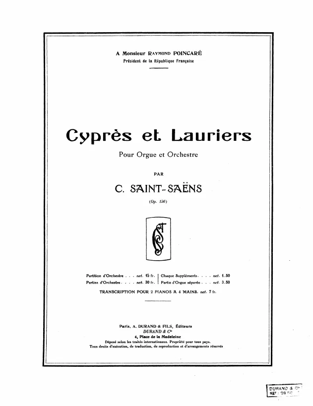 First page of Cyprès et Lauriers