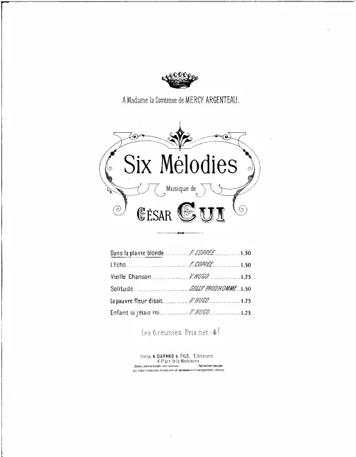 First page of 6 Mélodies