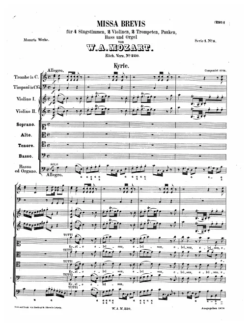First page of Missa brevis