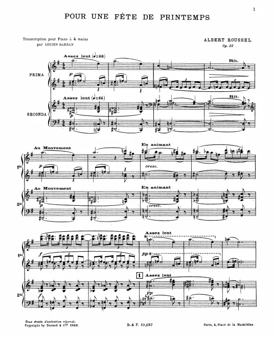 First page of Pour une fête de printemps