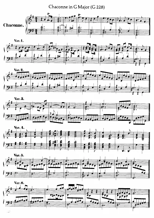First page of Chaconne in G (with 62 variations)