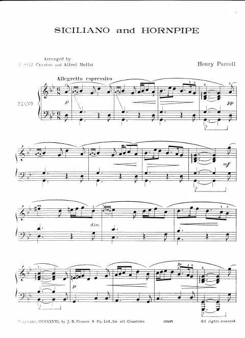 First page of Siciliano and Hornpipe