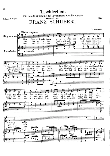 First page of Tischlerlied
