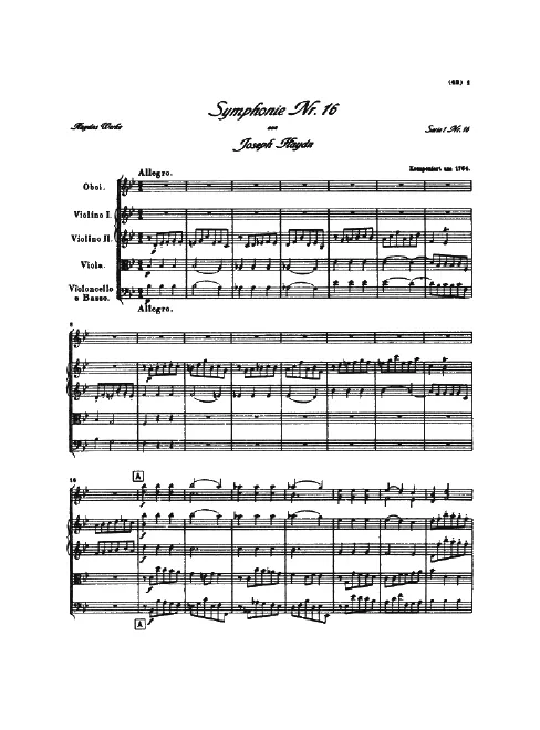 First page of Symphony No.16 in B-flat major