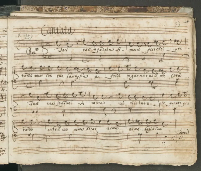 First page of Taci, infedele Amore ; Taci, infelice Amore