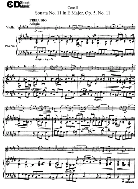 First page of Violin Sonata in E major