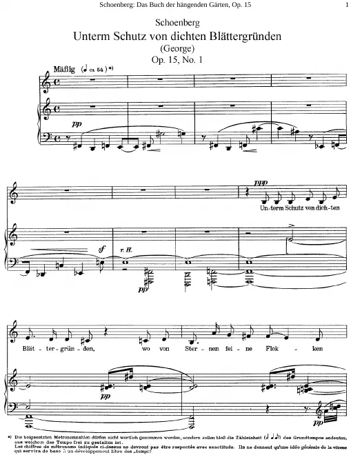 First page of Fünfzehn gedichte aus 'Das Buch der hängenden Gärten'