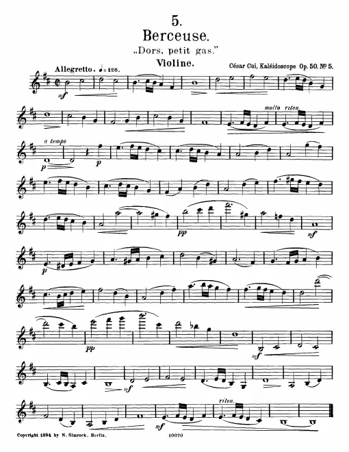 5. Berceuse - Violin Part