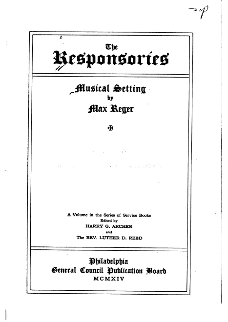 First page of Responsories for Choir