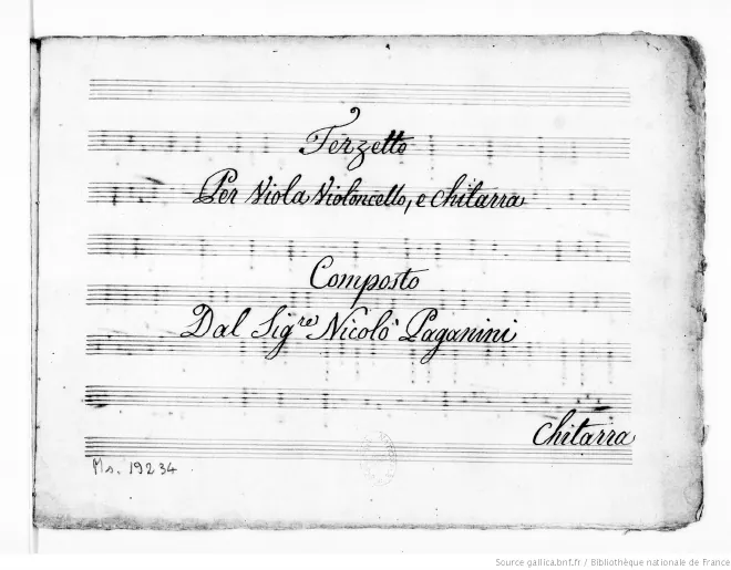 First page of Terzetto per Viola, Violoncello e Chitarra