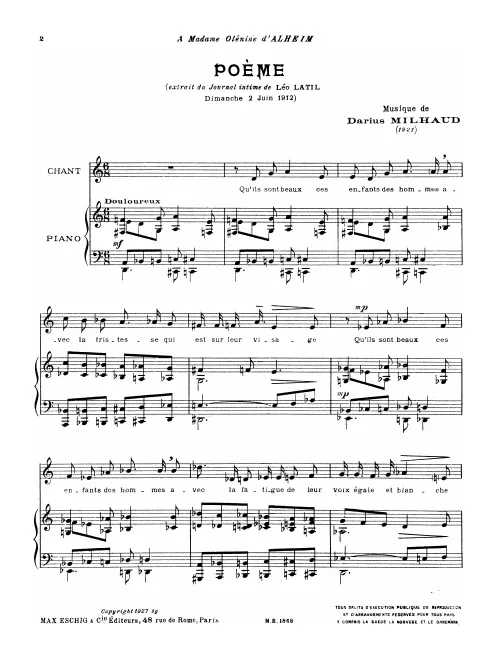 First page of Poème extrait du journal intime de Léo Latil