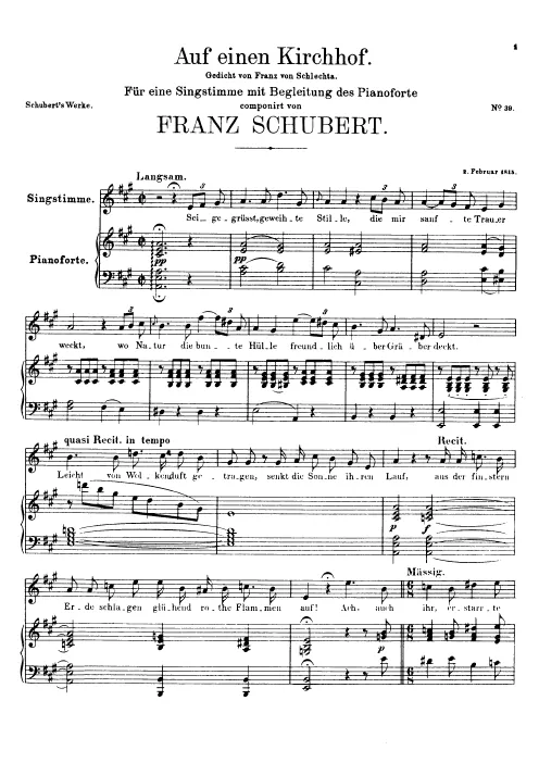 First page of Auf einen Kirchhof