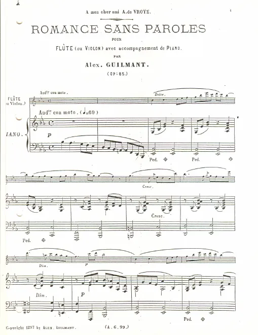 First page of Romance sans paroles
