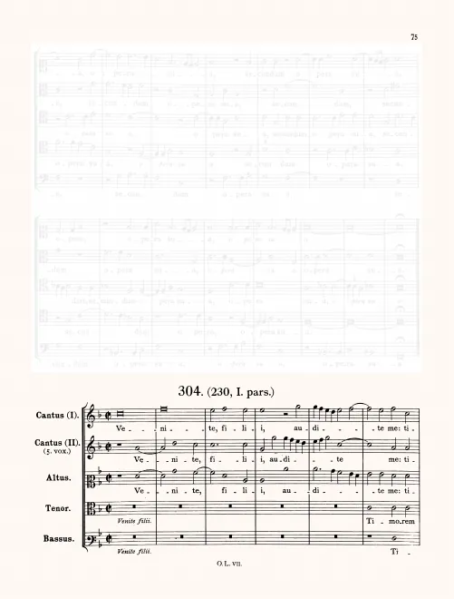 First page of Venite filli audite me
