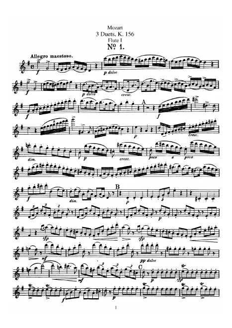 First page of 6 Duets for 2 Flutes