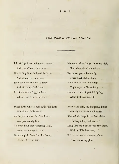 First page of The Death of the Linnet