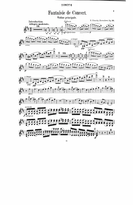 First page of Concert Fantasia on Russian Themes