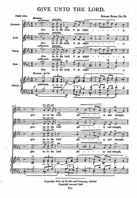 First page of Give unto the Lord