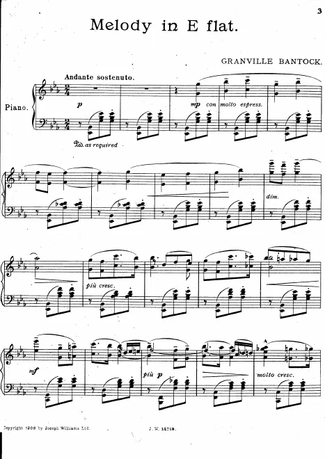First page of Melody in E-flat major