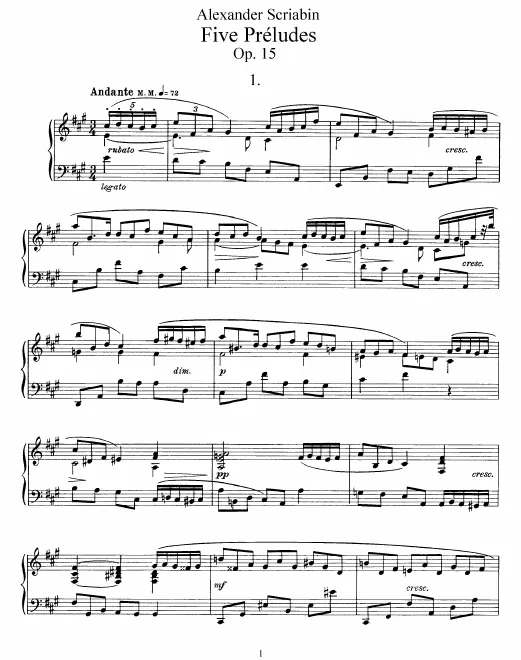 First page of 5 Preludes