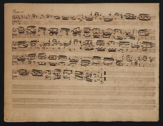 First page of Fugue in E minor, BWV Anh.94