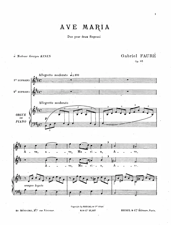 First page of Ave Maria