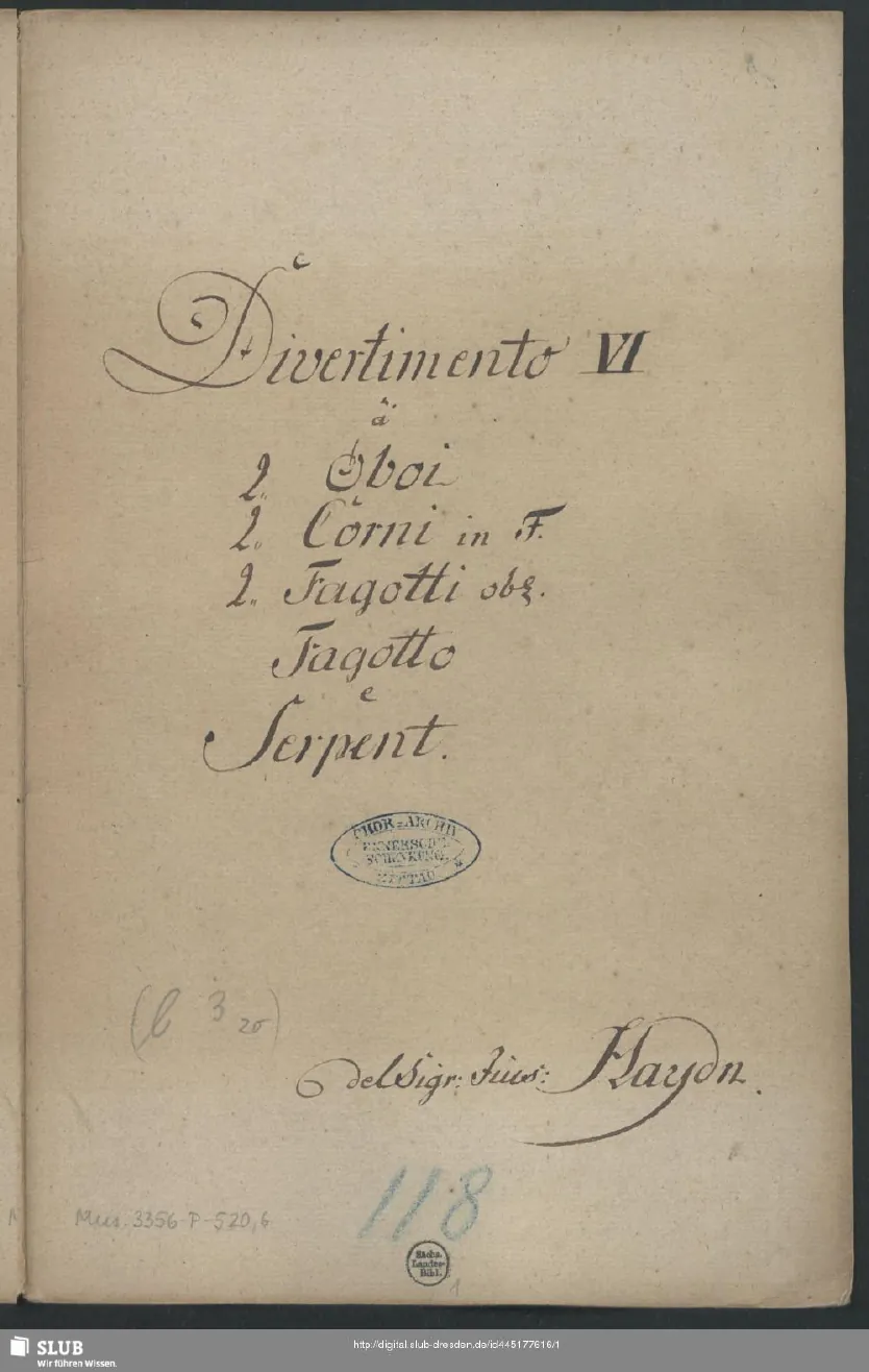 First page of Divertimento in F major