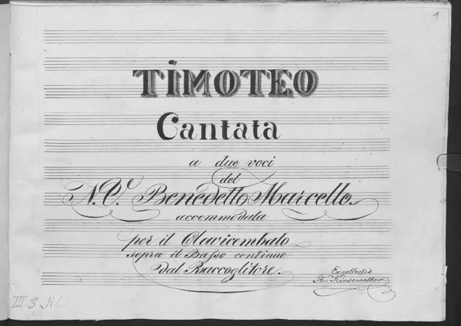 First page of Il Timoteo, ovvero gli effetti della Musica