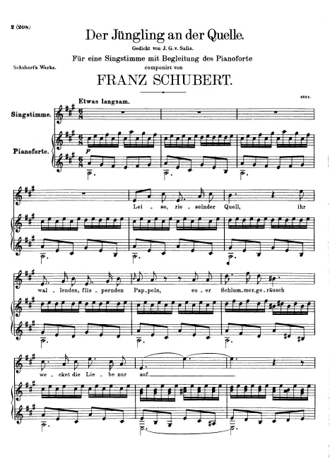 First page of Der Jüngling an der Quelle
