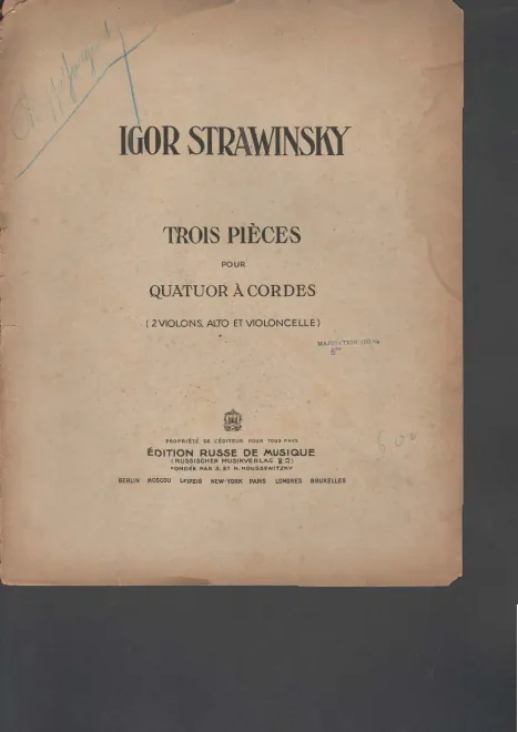 First page of 3 Pieces for String Quartet