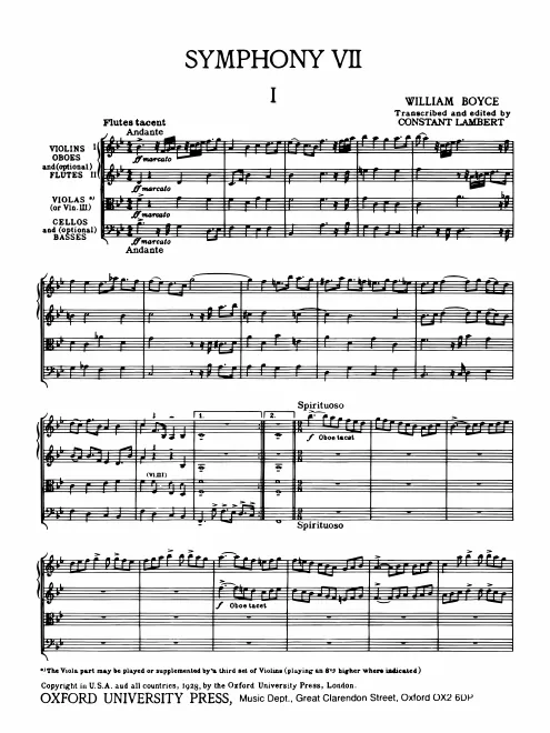 First page of Symphony No.7 in B-flat major