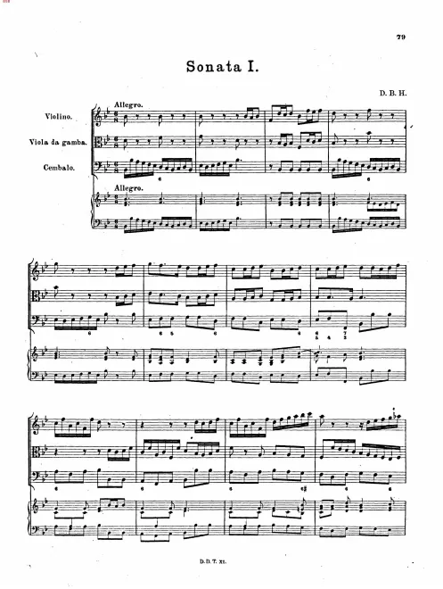 First page of Trio Sonata in B-flat major, BuxWV 259