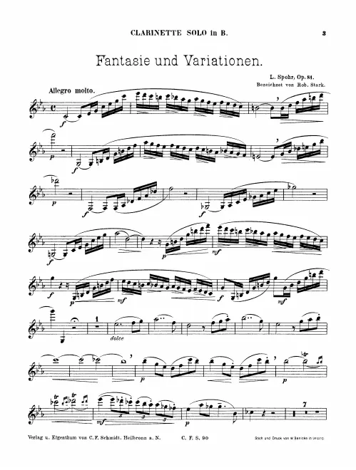 First page of Fantasia and Variations on a Theme by Danzi