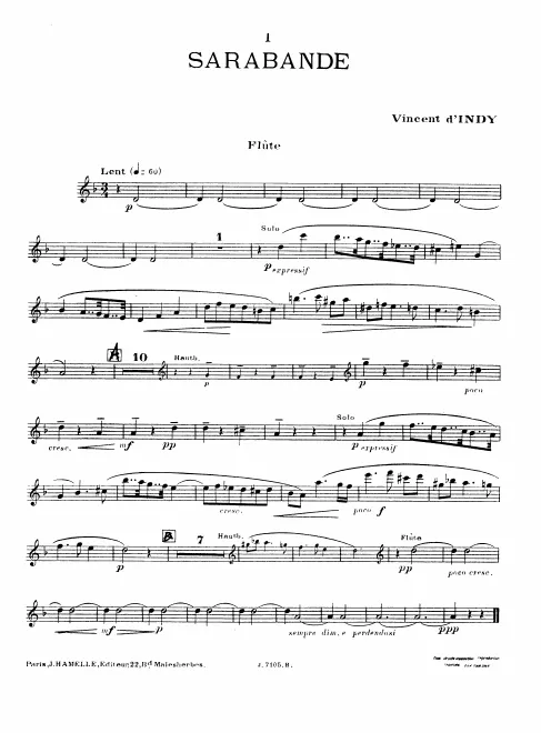 First page of Sarabande et menuet