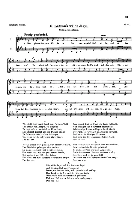 First page of Lützows wilde Jagd