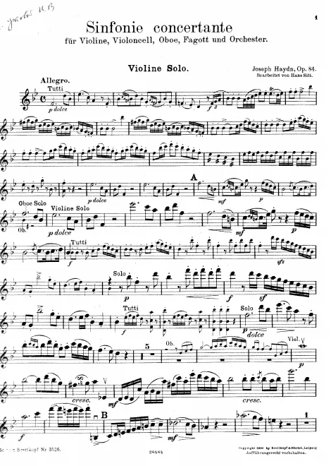 First page of Concertante in B-flat major
