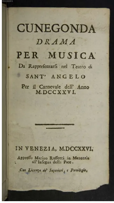 First page of Cunegonda