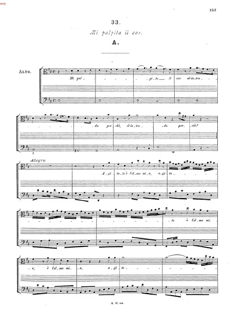 First page of Mi palpita il cor, HWV 132c