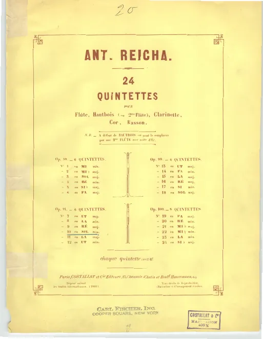 First page of Quintuor en Sol mineur, Op.91 No.4