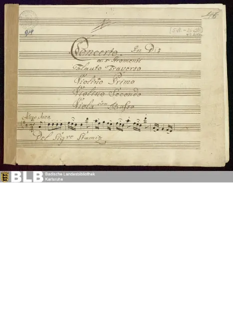 First page of Flute Concerto in D major
